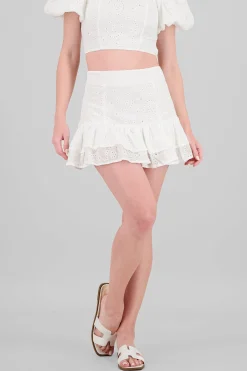 Shasa Embroidered Ruffle Skirt