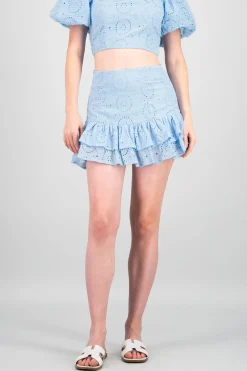 Shasa Embroidered Textured Mini Skirt