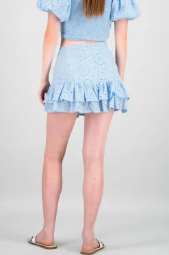 Shasa Embroidered Textured Mini Skirt