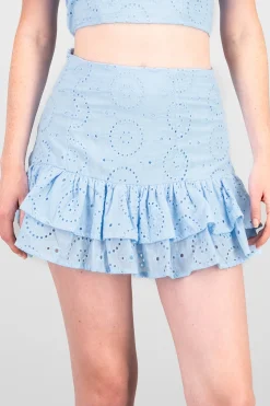 Shasa Embroidered Textured Mini Skirt