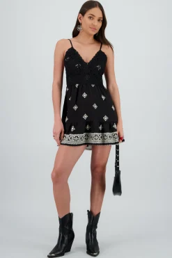 Shasa Embroidery Detail Mini Dress