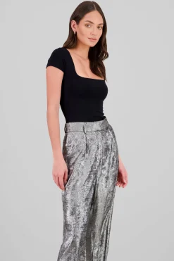 Shasa Extra Short Sleeve Fitted Crop Top