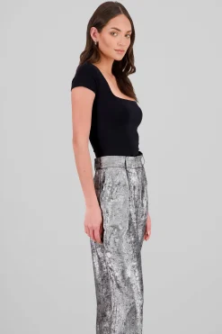 Shasa Extra Short Sleeve Fitted Crop Top