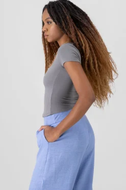 Shasa Extra Short Sleeve Fitted Crop Top
