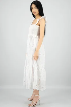 Shasa Eyelet Detail Midi Dress with