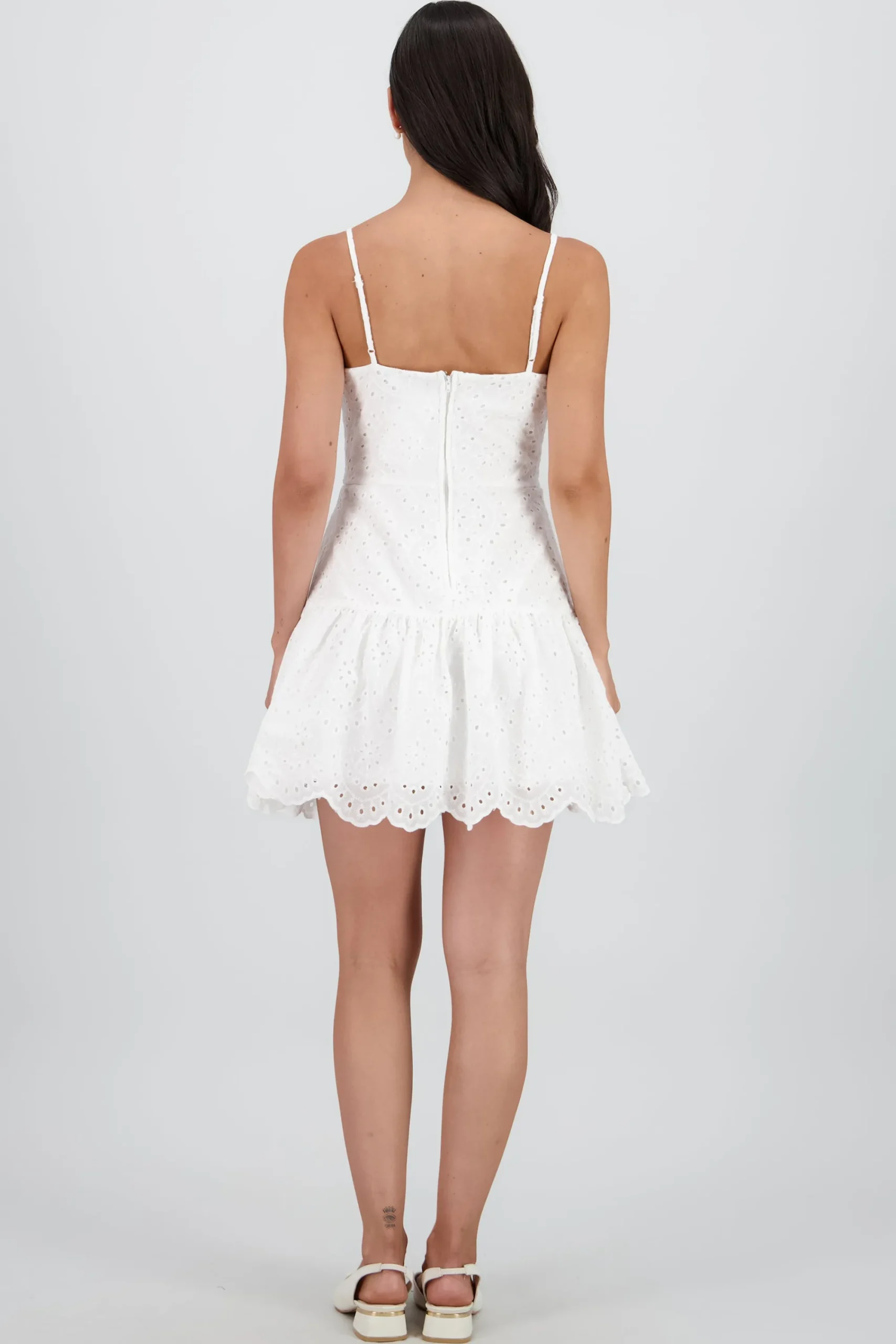 Shasa Eyelet Embroidered Texture Mini Dress