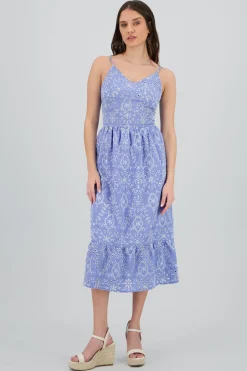 Shasa Eyelet Maxi Dress with Straps