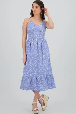 Shasa Eyelet Maxi Dress with Straps