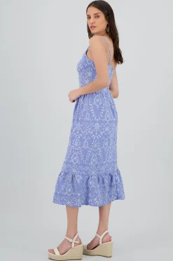 Shasa Eyelet Maxi Dress with Straps