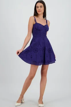 Shasa Eyelet Mini Dress with Straps