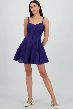 Shasa Eyelet Mini Dress with Straps