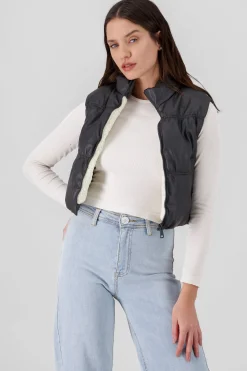 Shasa Faux Fur Lined Faux Leather Vest