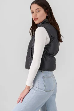 Shasa Faux Fur Lined Faux Leather Vest