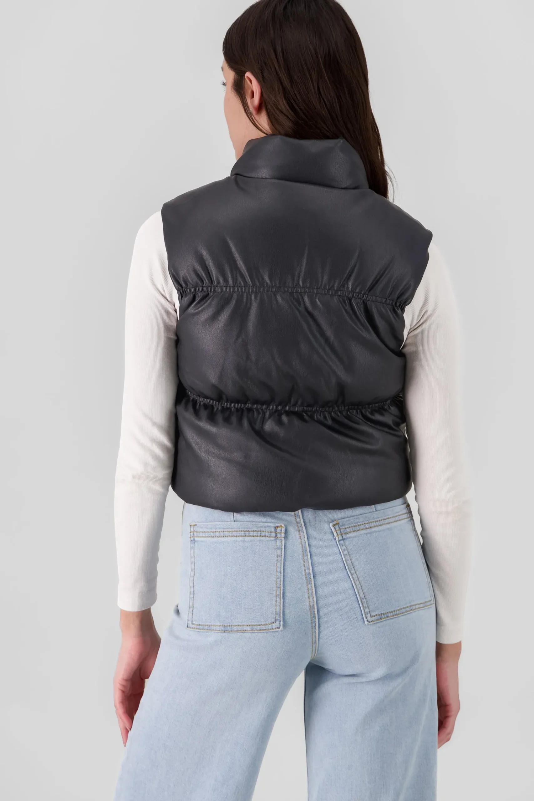 Shasa Faux Fur Lined Faux Leather Vest