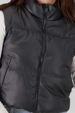 Shasa Faux Fur Lined Faux Leather Vest