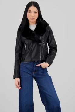Shasa Faux Leather Biker Jacket