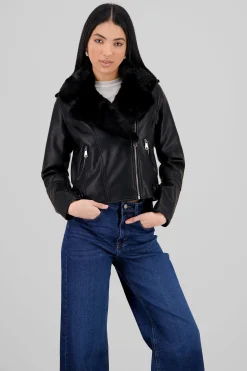 Shasa Faux Leather Biker Jacket