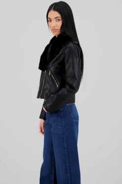 Shasa Faux Leather Biker Jacket