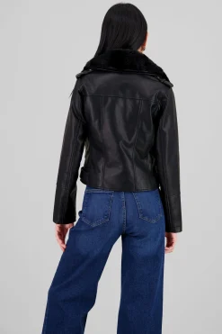Shasa Faux Leather Biker Jacket