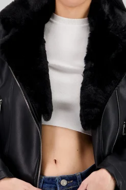 Shasa Faux Leather Biker Jacket