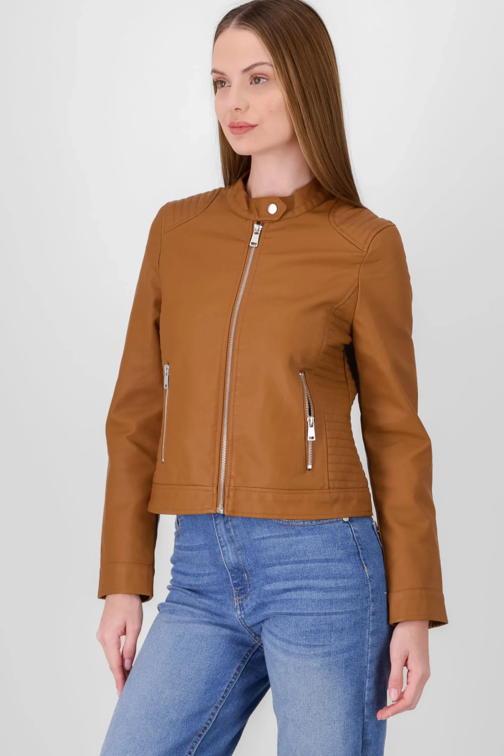 Shasa Faux Leather Biker Jacket