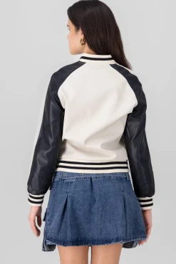 Shasa Faux Leather Bomber Jacket
