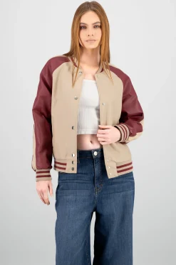 Shasa Faux Leather Bomber Jacket