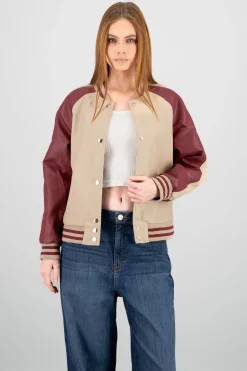Shasa Faux Leather Bomber Jacket