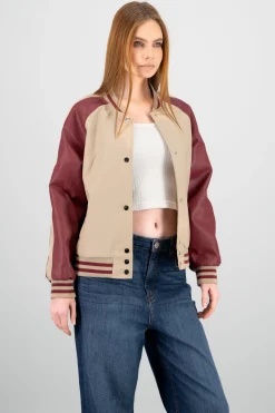 Shasa Faux Leather Bomber Jacket