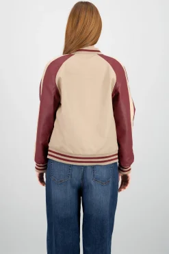 Shasa Faux Leather Bomber Jacket
