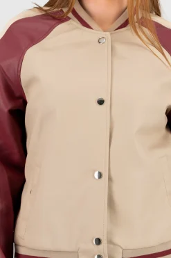 Shasa Faux Leather Bomber Jacket