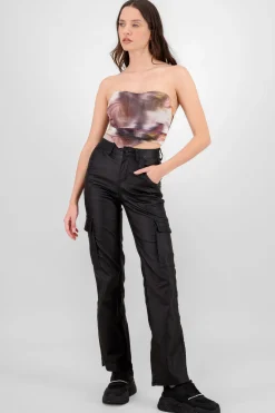 Shasa Faux Leather Cargo Pants