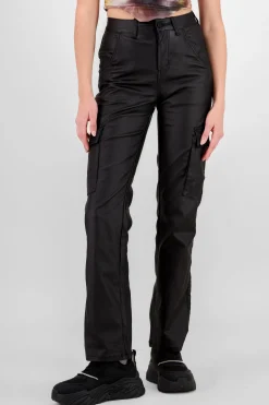 Shasa Faux Leather Cargo Pants