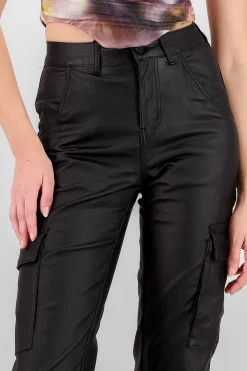 Shasa Faux Leather Cargo Pants