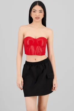 Shasa Faux Leather Cropped Corset