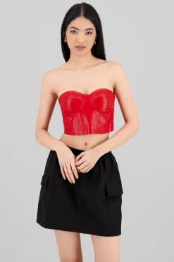 Shasa Faux Leather Cropped Corset