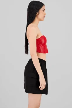 Shasa Faux Leather Cropped Corset