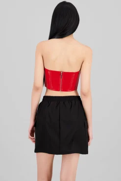 Shasa Faux Leather Cropped Corset
