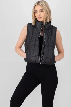 Shasa Faux Leather Cropped Vest