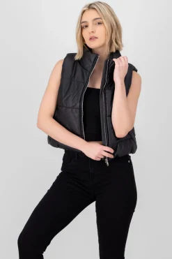 Shasa Faux Leather Cropped Vest