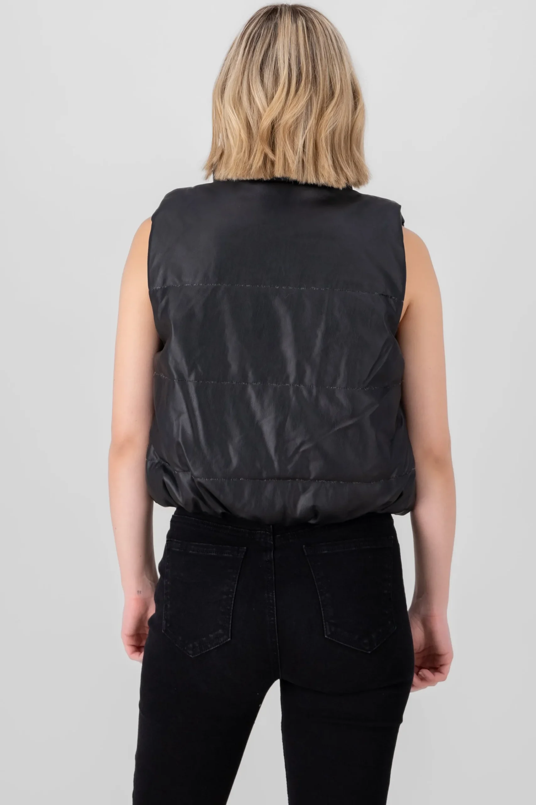 Shasa Faux Leather Cropped Vest