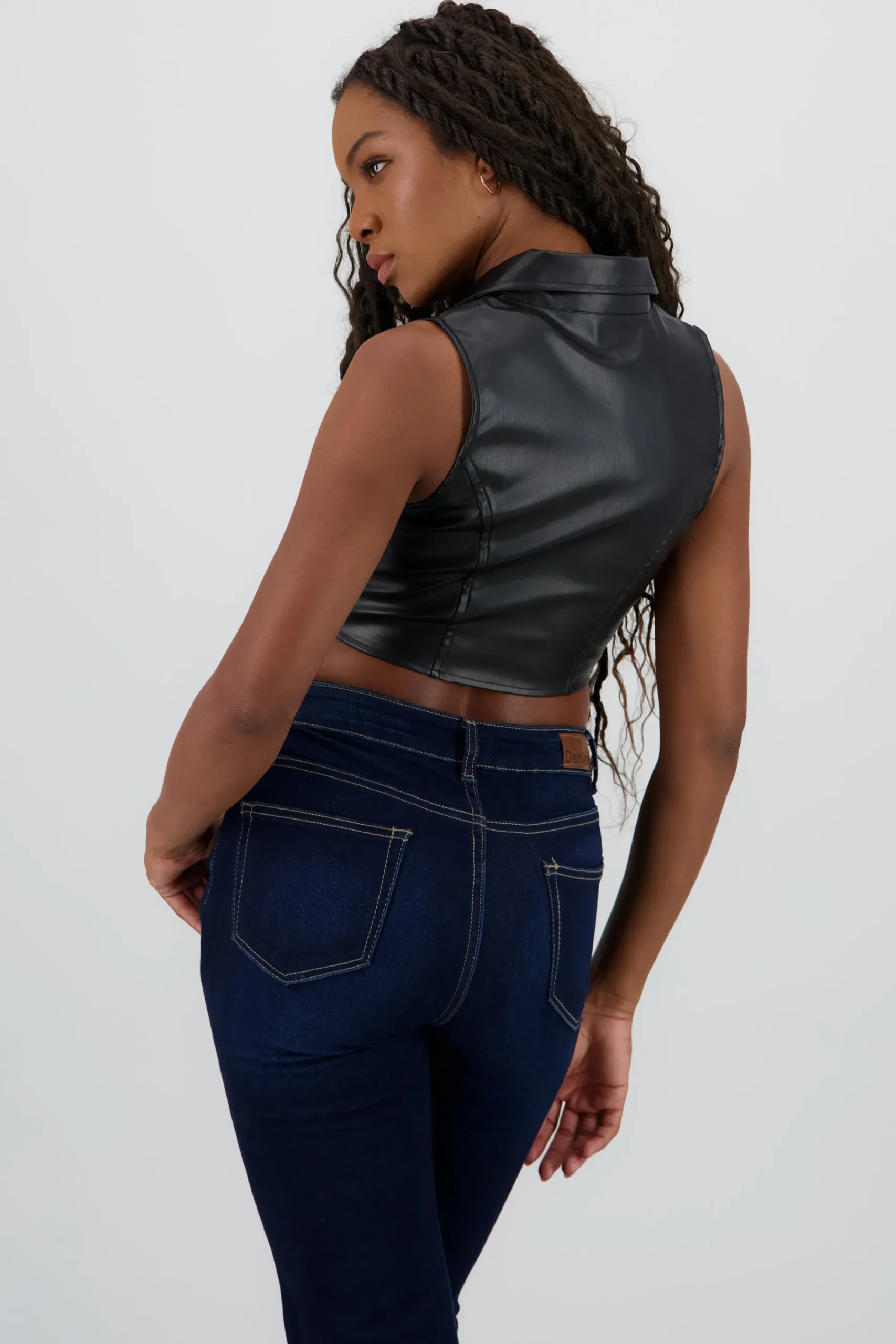 Shasa Faux Leather Halter Top
