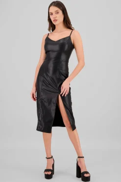 Shasa Faux Leather Midi Dress