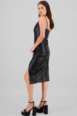Shasa Faux Leather Midi Dress