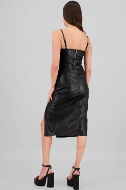 Shasa Faux Leather Midi Dress