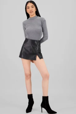 Shasa Faux Leather Mini Skort