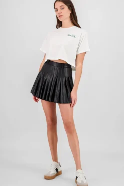 Shasa Faux Leather Pleated Skirt