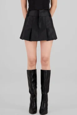 Shasa Faux Leather Pleated Skirt