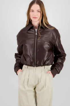 Shasa Faux Leather Puffer Jacket