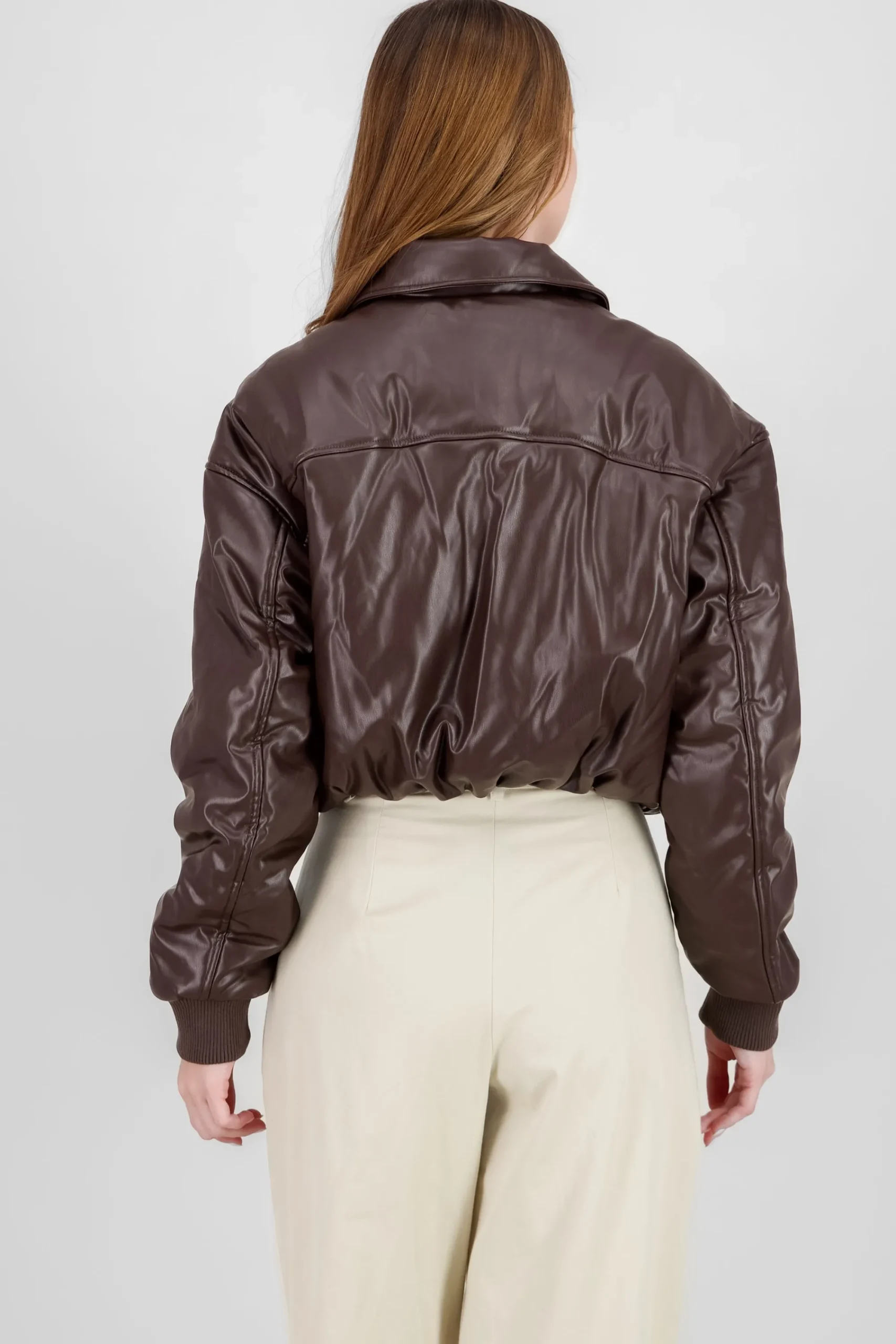 Shasa Faux Leather Puffer Jacket